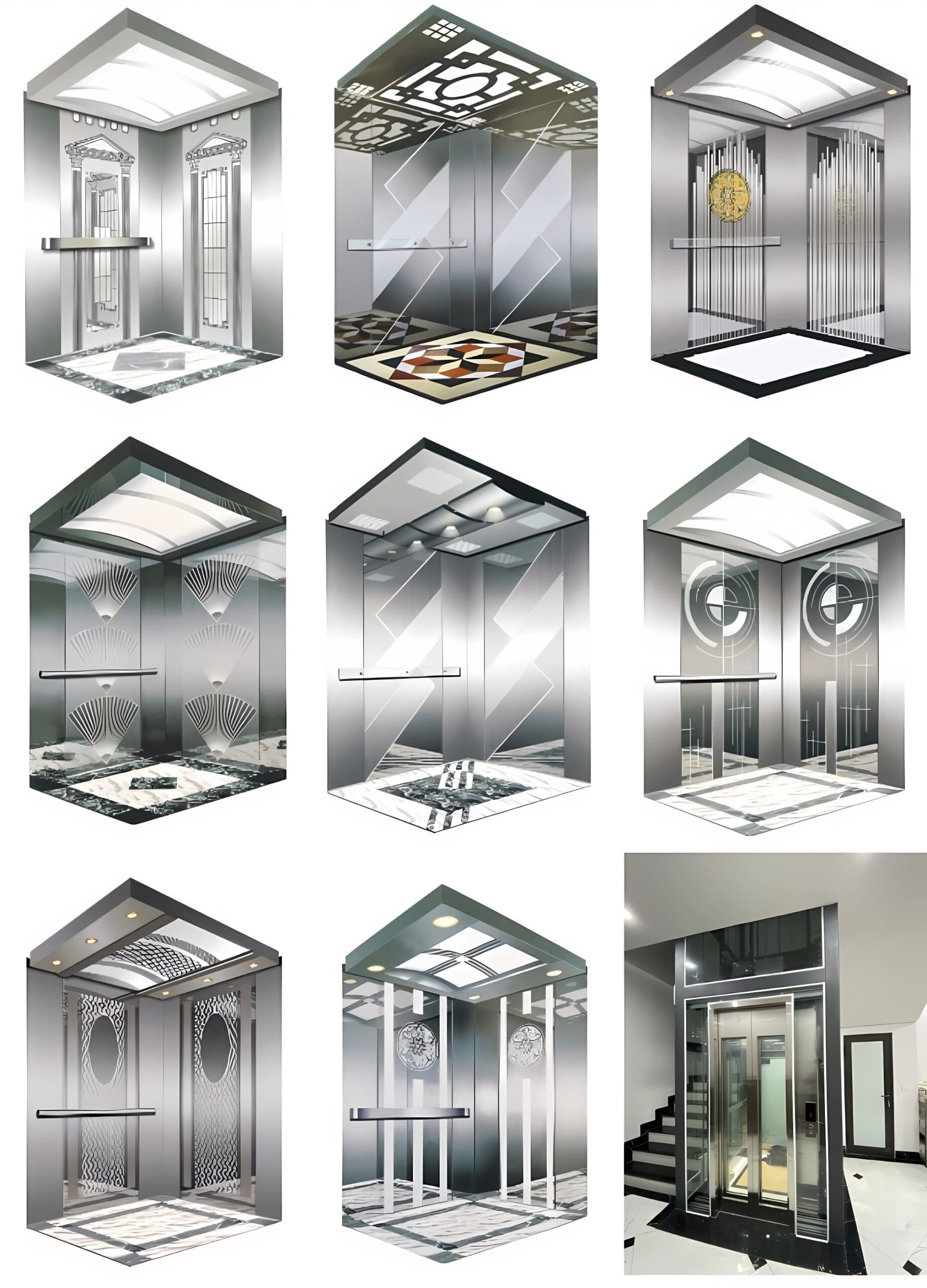 Mẫu cửa thang máy inox sơn tĩnh điện