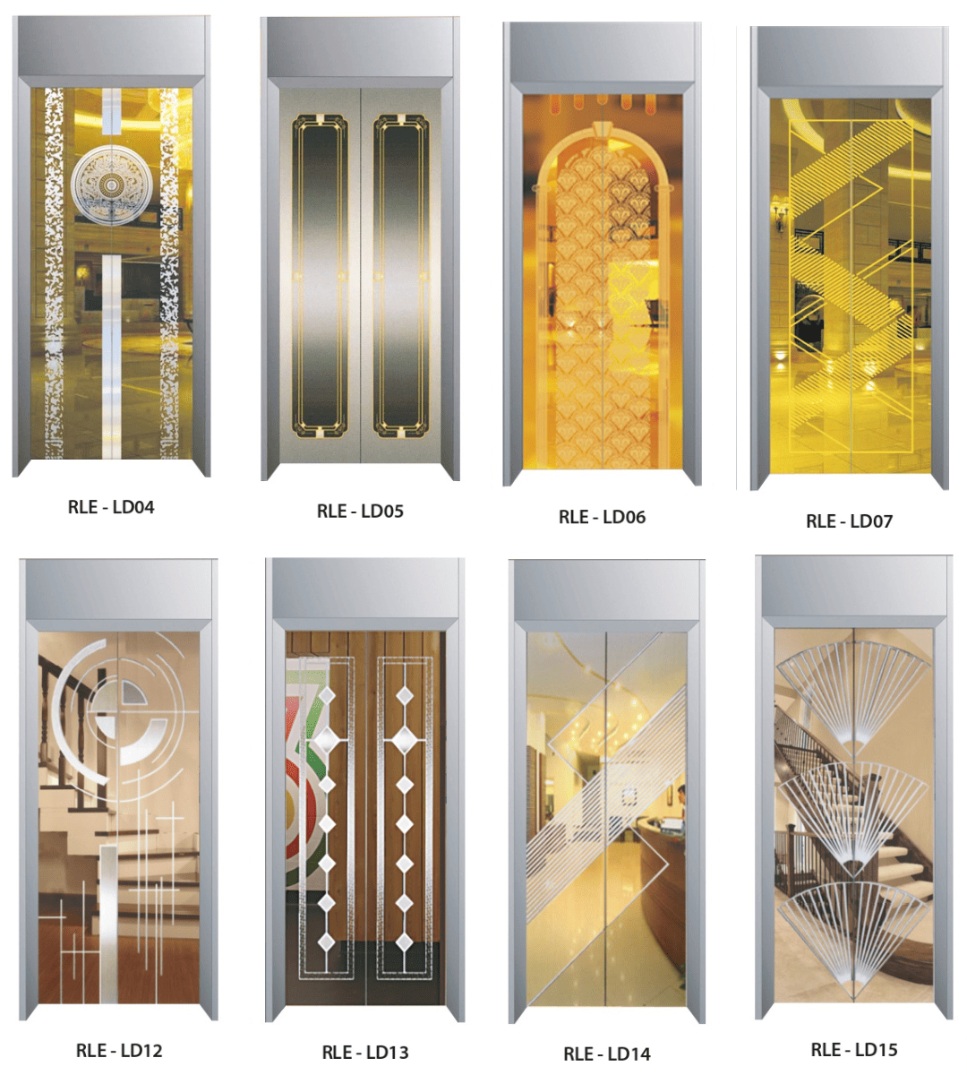 Cửa thang máy tân cổ điển với hoa văn tinh tế