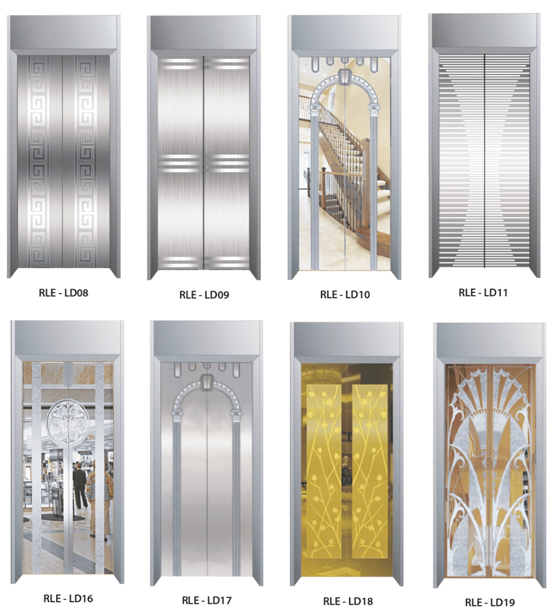 Cửa thang máy inox sọc nhuyễn với họa tiết tinh xảo