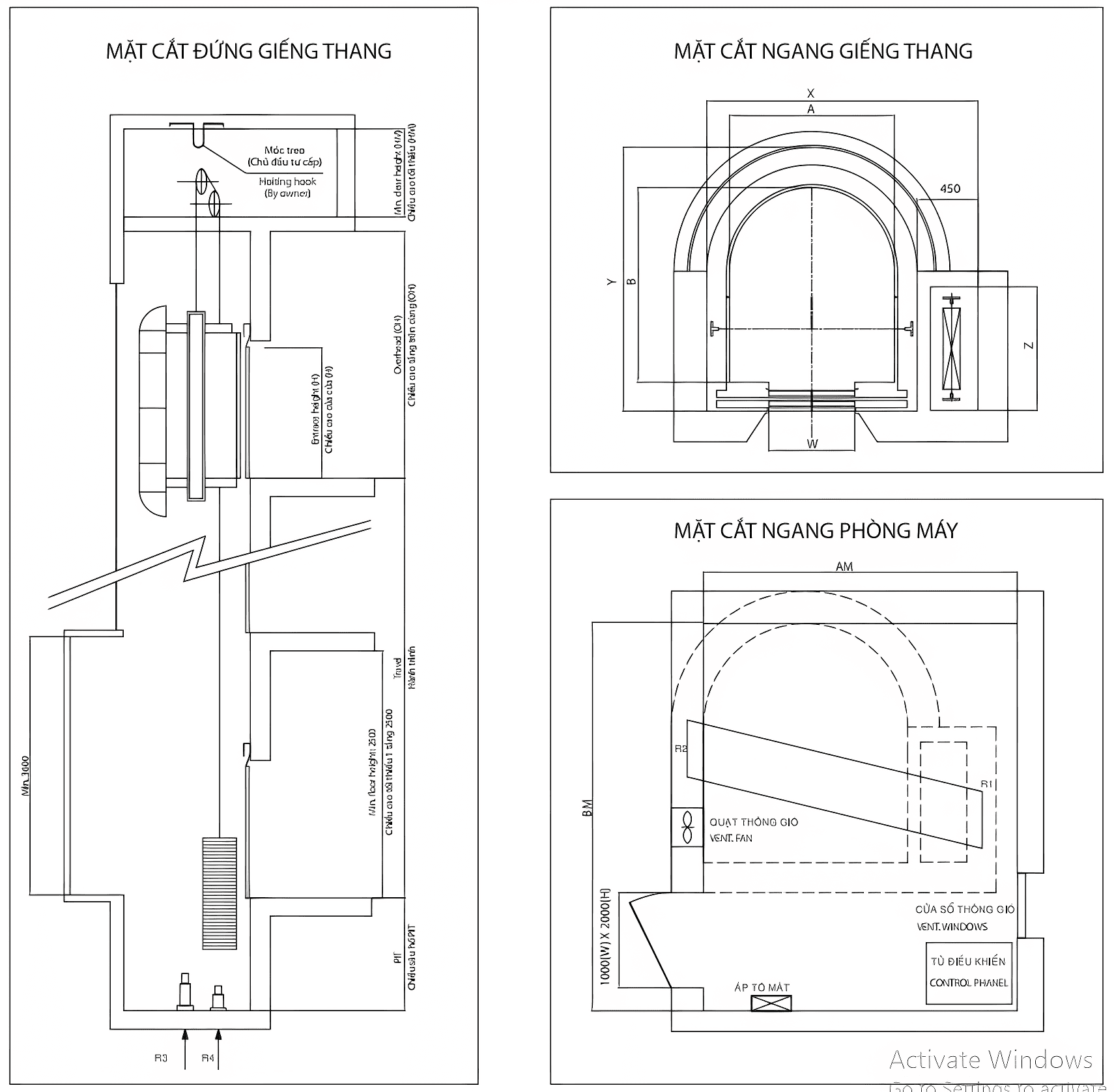 Bản vẽ kỹ thuật thang máy quan sát